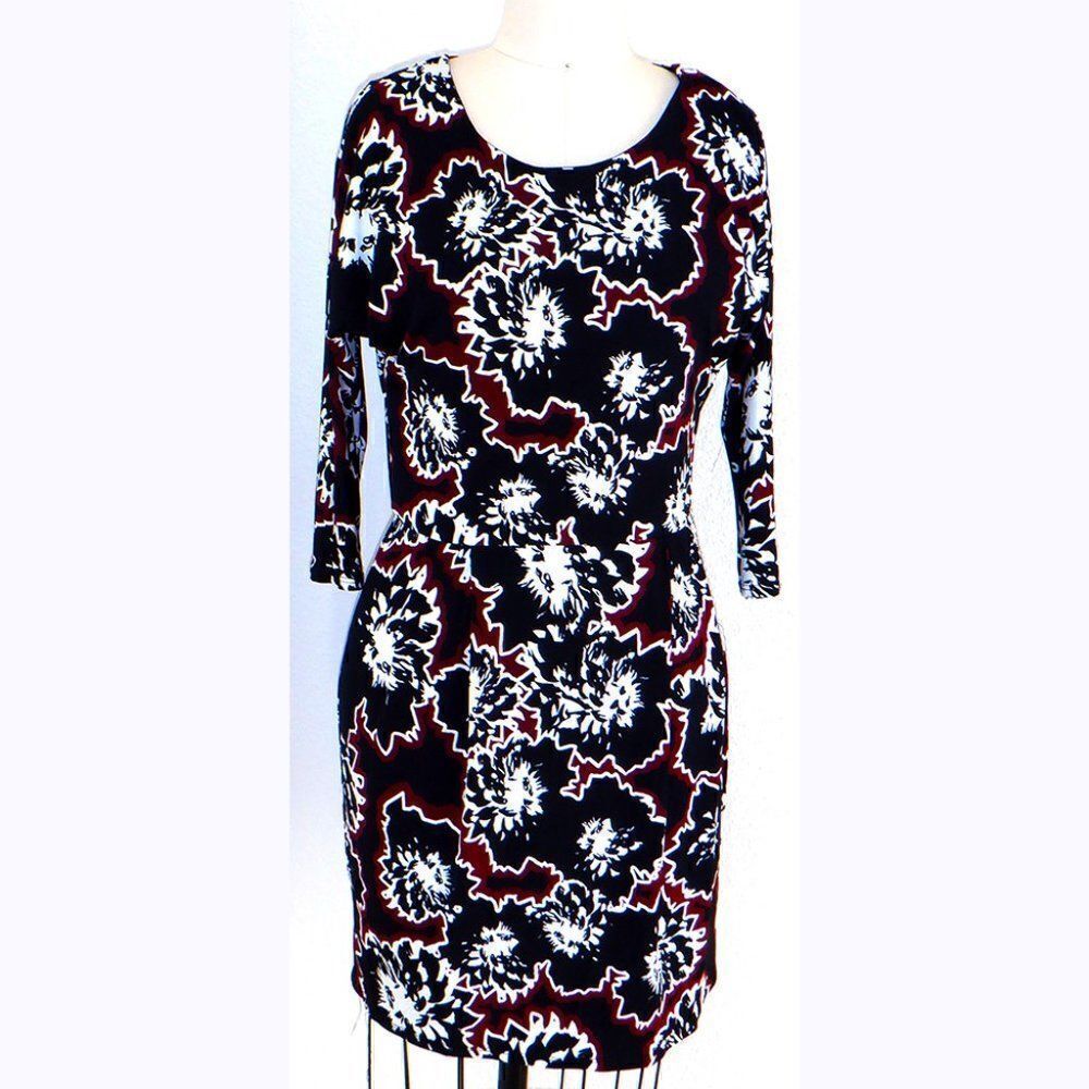 Metaphor big floral blk/cinnamon dress NWT